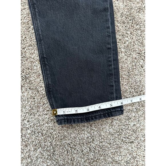 American Eagle Strigid Mom Jean Black Wash Denim Ripped Knees High Rise Size 8 - Picture 10 of 13